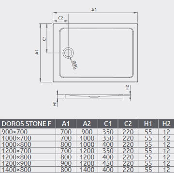 Radaway Doros Stone F szögletes lapos zuhanytálca, 100x80 cm fehér SDRF1080-01-04S