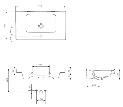 Cersanit Crea 80,5x45,5 cm mosdó K114-017