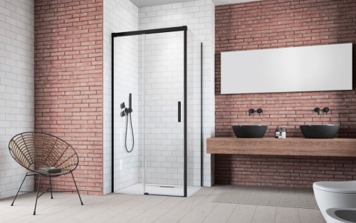 Radaway Idea Black KDJ 100 B szögletes fekete zuhanykabin ajtó 387040-54-01L