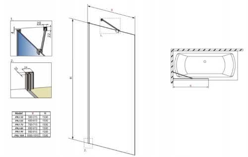 Radaway Idea PNJ 80 kádparaván 10001080-01-01