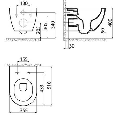 Creavit Free RIMOFF perem nélküli falra szerelhető wc Bidé2in1, fehér FE322-00CB00E-0000