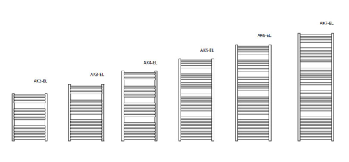 Radeco ENZO AK3-600/EL standard törölközőszárítós csőradiátor (595 W, fehér, 850x630 mm)