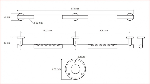 Sapho BEMETA OMEGA Kapaszkodó, gumival, 855x50x80mm, króm 104507691