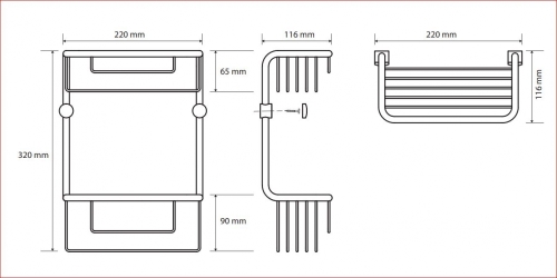 Sapho BEMETA CYTRO Dupla polc zuhanyzóba, 220x230x108mm, polírozott 146208182