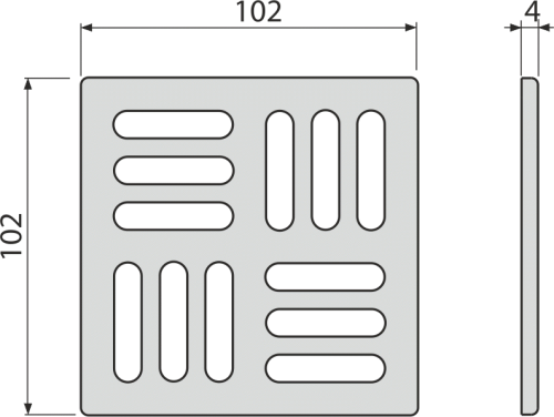 Alcaplast MPV011 Rozsdamentes rács a rozsdamentes padlóösszefolyókhoz 102×102 mm