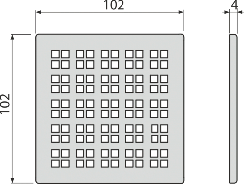 Alcaplast MPV015 Rozsdamentes rács a rozsdamentes padlóösszefolyókhoz 102×102 mm