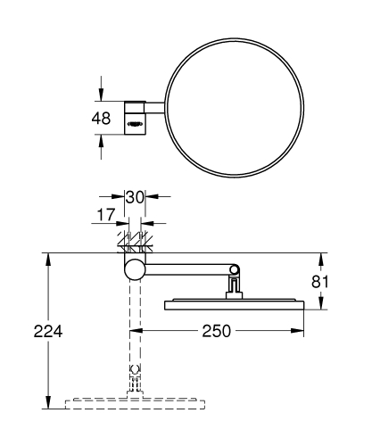 Grohe Selection borotválkozó tükör, matt hard grafit 41077AL0