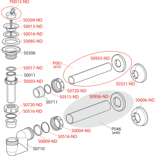 Alcaplast A45F-DN40 Bidé és mosdószifon DN40 műanyag