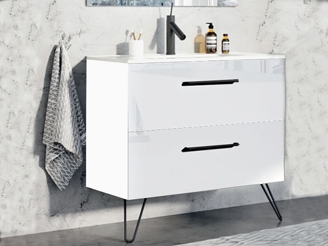 AREZZO design Carmel 90 cm-es alsószekrény 2 fiókkal magasfényű fehér AR-167221