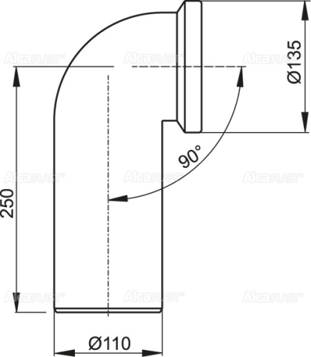 Alcaplast A90-90 WC csatlakozó