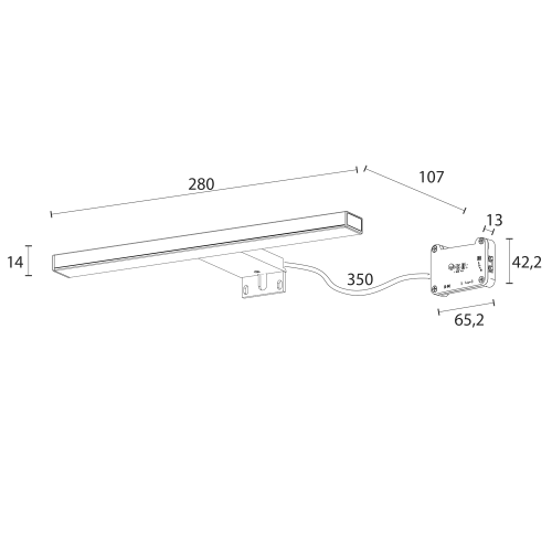 Sapho ESTHER 2 LED lámpa, 6W, 280x14x107mm, fekete E27679CI