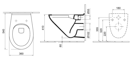 Alföldi Optic CleanFlush perem nélküli fali wc 7047 R0 01