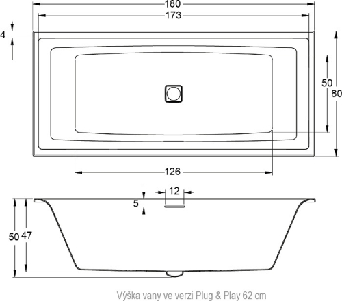 Riho STILL SQUARE PLUG & PLAY 180x80 cm jobbos (BD1100500000000) B099030005