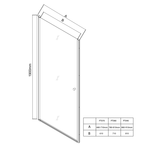 Sapho AQUALINE PILOT 80 cm nyílóajtó BRICK üveggel, króm PT080