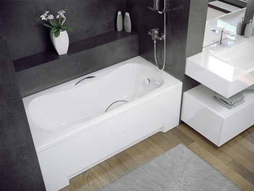 Besco ARIA PLUS 140x70 cm egyenes kád Standard kapaszkodóval, fehér WAA-140-PU