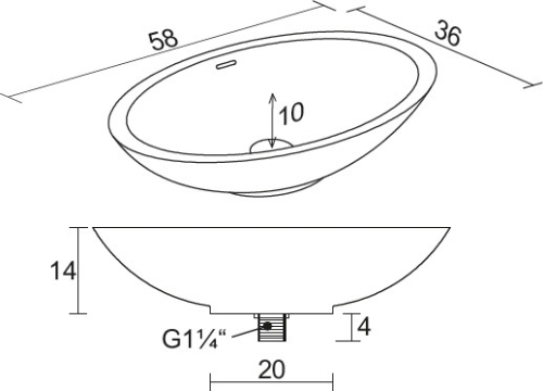 Riho Avella Solid Surface 58x36 cm pultra ültethető mosdó (F7AN6058361110) W016003105