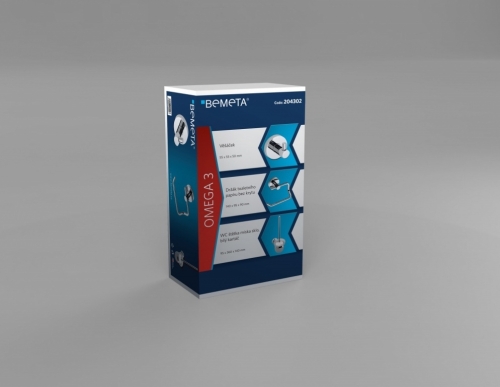 Sapho BEMETA OMEGA 3 db-os szett: fogas, WC-papírtartó, WC-kefetartó fehér kefével 204302