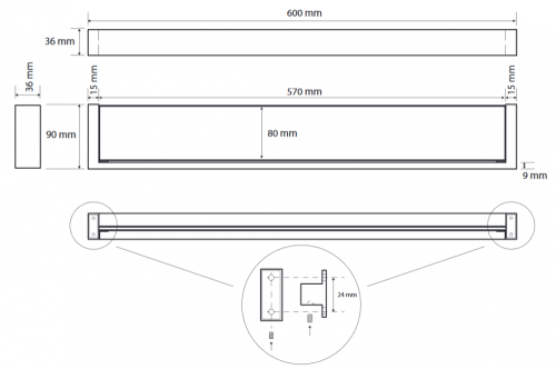 Sapho BEMETA GAMMA polc, 600x36x90mm, króm 145802312