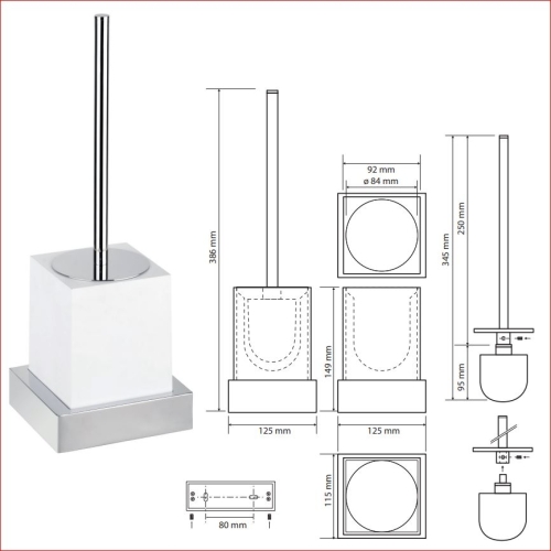 Sapho BEMETA GAMMA fali WC-kefetartó, 125x386x105mm, króm/fehér 145513092