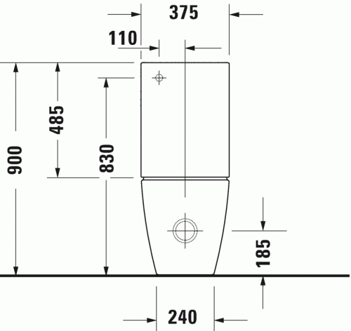 Duravit Viu rimless monoblokkos wc csésze (tartály nélkül) 219109 (2191090000)