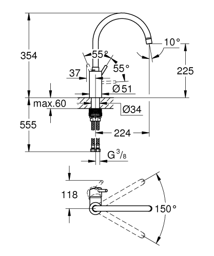 Grohe Concetto egykaros mosogatócsap, króm 32661003