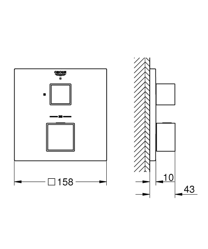 Grohe Grohtherm Cube Termosztátos keverő 1 kimenethez elzáró szeleppel 24153000