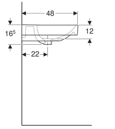 Geberit Smyle Square mosdó, 120x16.5x48cm, csaplyuk nélkül 500.225.01.1