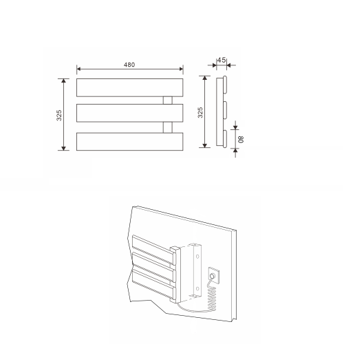 AQUALINE ELVIS elektromos radiátor, 50W, 480x330x45mm, fehér EB480