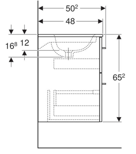 Geberit Selnova Square mosdószekrény két fiókkal, Feketedió hickory/Melaminos faszerkezet 55x48 cm 501.234.00.1