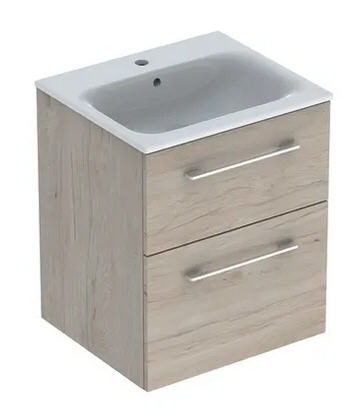 Geberit Selnova Square mosdószekrény két fiókkal, Feketedió hickory világos/Melaminos faszerkezet 55x48 cm 501.235.00.1