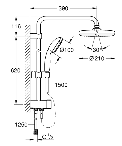 Grohe Eurosmart zuhanycsaptelep zuhanyrendszerrel SZP-GR8 (33555002, 26381001)