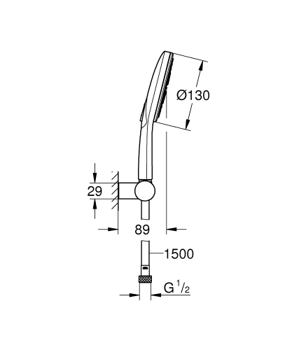 Grohe Rainshower SmartActive 130 Falitartós zuhanygarnitúra, 3 féle vízsugaras kézizuhannyal 26580000