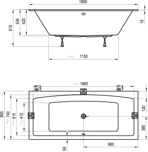 Ravak Formy 02 Slim kád 180x80 cm C891300000