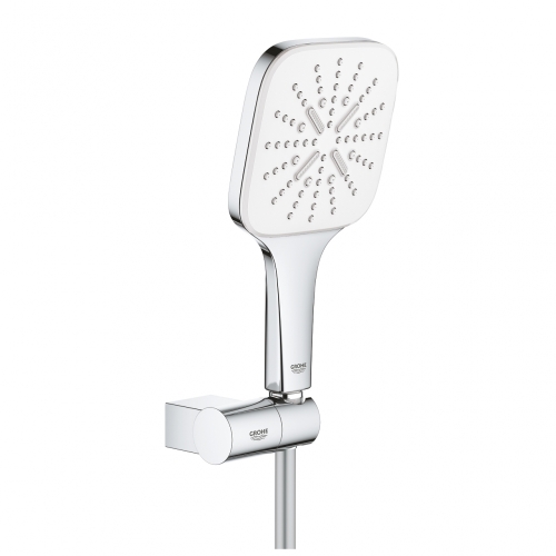 GROHE Rainshower SmartActive 130 Cube Falitartós zuhanygarnitúra, 3 féle vízsugaras kézizuhannyal, króm/fehér 26588LS0