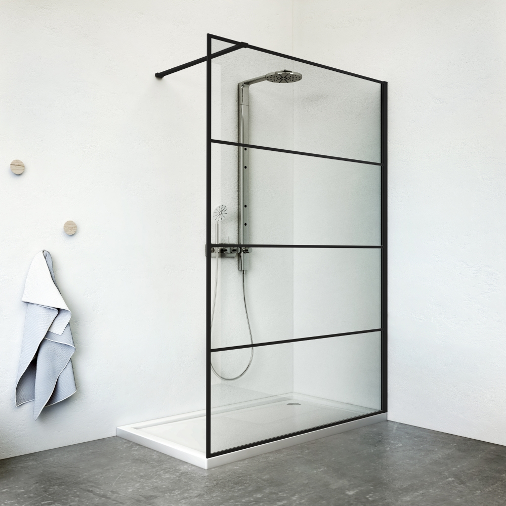 Roltechnik Walk In Line Philly Loft Horizon 1000 zuhanyfal (black elox, transparent, PLH10020NPE)