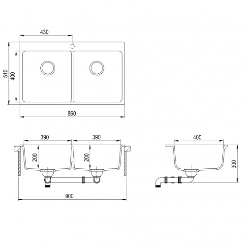 Evido QUADRO 9 gránit mosogató, homok 105544