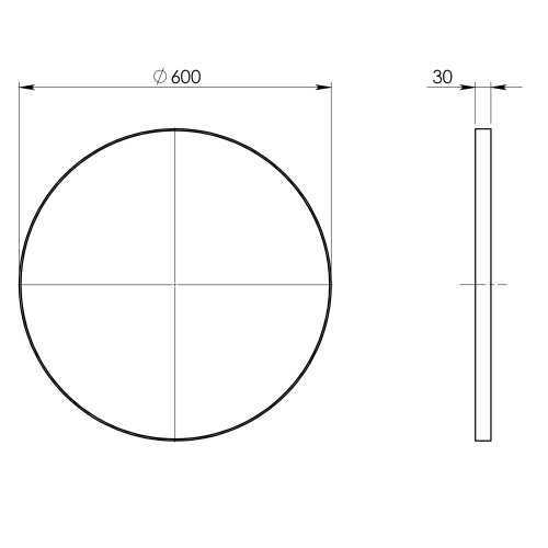 AQUALINE kerek tükör, akasztó nélkül, 60cm, fekete 6000