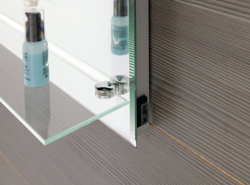 AQUALINE LED tükör világítással, üveg polc, billenő kapcsoló, 100x80cm ATH55