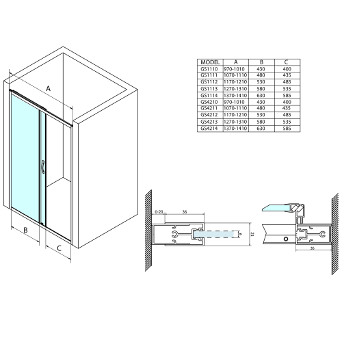 Sapho GELCO SIGMA SIMPLY 110 zuhanyajtó transzparent üveggel, króm GS1111