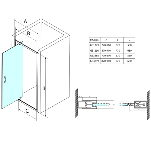 Sapho GELCO SIGMA SIMPLY 90 zuhanyajtó transzparent üveggel, króm GS1296