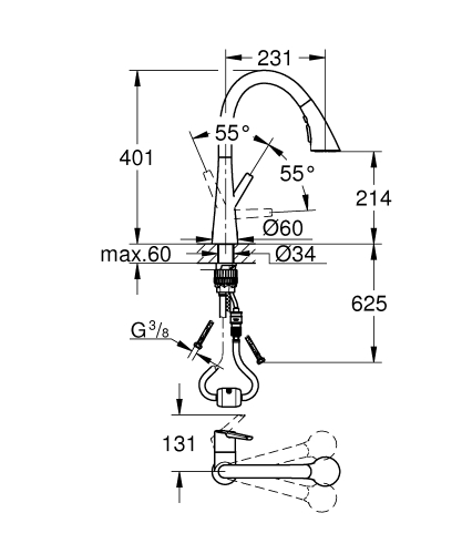 Grohe Zedra Egykaros mosogatócsap 32294002