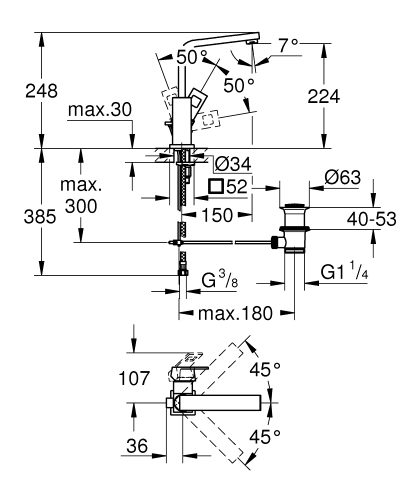 GROHE Eurocube egykaros mosdócsaptelep L-es méret, matt hard grafit 23135AL0