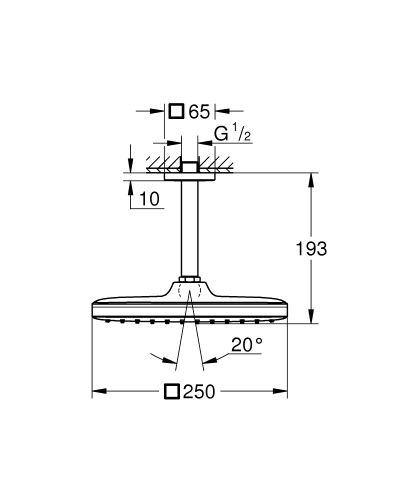 Grohe Tempesta 250 Cube Fejzuhany készlet mennyezetre 142 mm, 1 funkciós 26683000