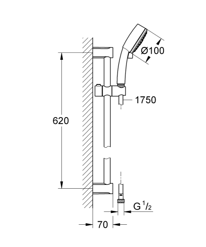 Grohe Tempesta Cosmopolitan 100 Rudas zuhanygarnitúra, 2 féle vízsugaras kézizuhannyal 26076002