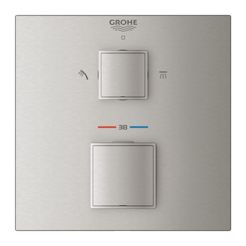 Grohe Grohtherm Cube Termosztátos falsík alatti keverő 2 fogyasztóhoz, matt szuperacél 24154DC0