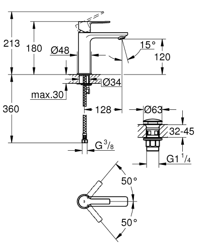 Grohe Lineare egykaros mosdócsaptelep S-es méret, matt hard grafit 23106AL1