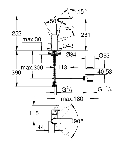 Grohe Lineare egykaros mosdócsaptelep L-es méret, matt hard grafit 23296AL1