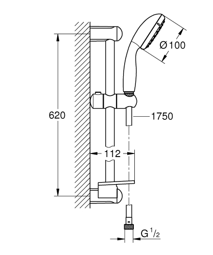 Grohe Tempesta 100 II zuhanygarnitúra polccal 9,5 liter 26638000