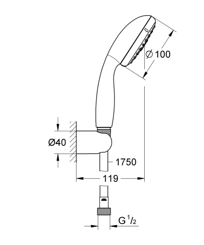 Grohe Tempesta 100 III Falitartós zuhanygarnitúra, 3 féle vízsugaras kézizuhannyal 9,5 liter 26639000