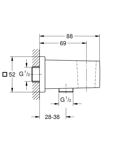 Grohe Euphoria Cube Fali csatlakozó könyök, 1/2″ matt szuperacél 26370DC0